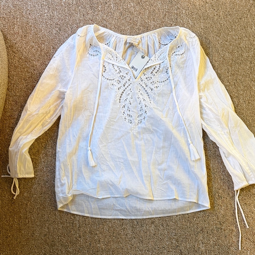 Lucky Brand White Embroidered Blouse